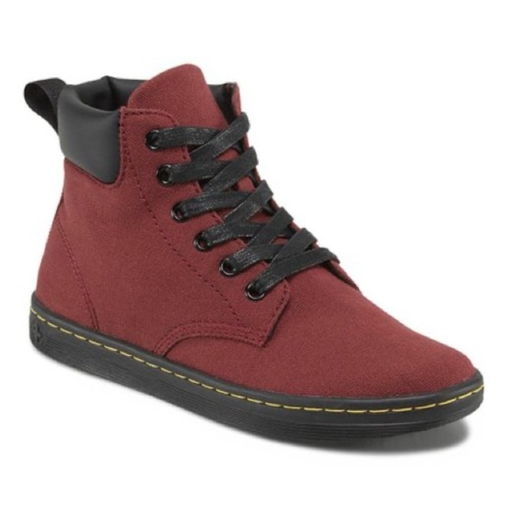 Dr. Martens Red and Black Ankle Boots
